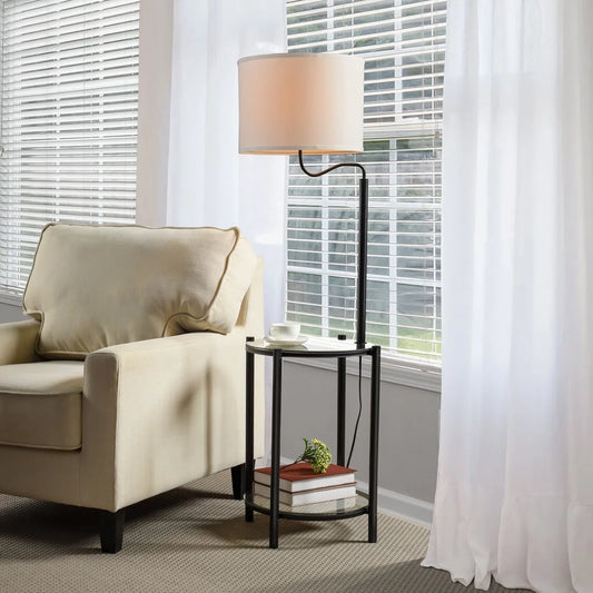 Neet Designs Emporium Modern Floor Lamp With Glass End Table