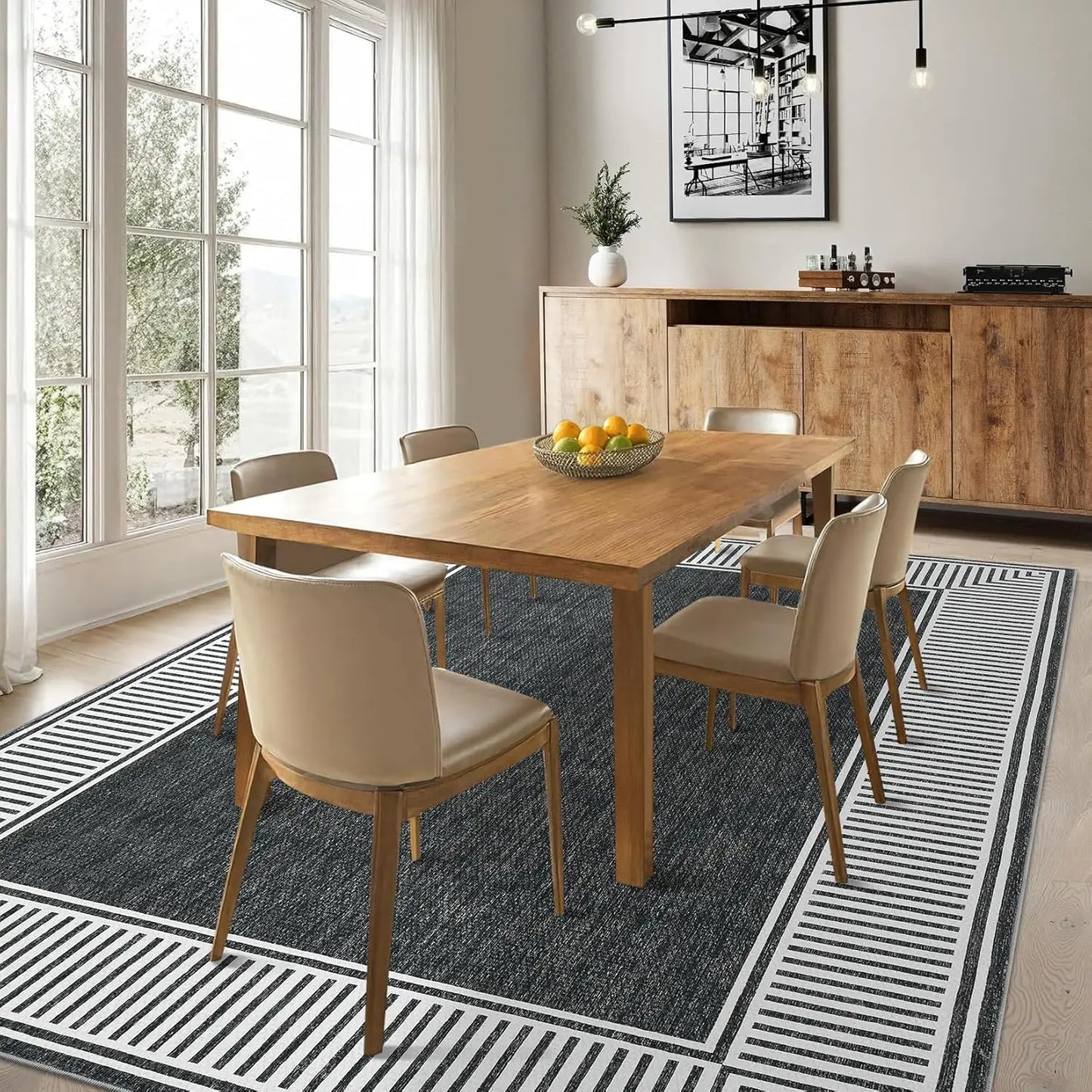 HiMISS Geometric Area Rug for Living Room and Home Office