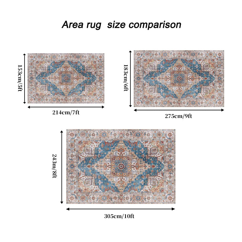 Hign-concerned Vintage Bohemia Persian Design Non Slip Washable Area Rug