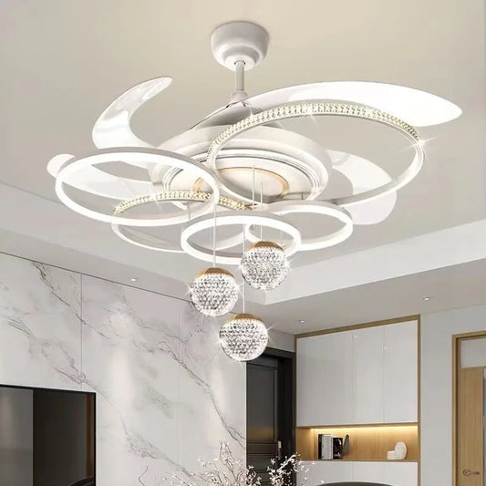 Modern Ceiling Fan Light With Adjustable LED Living Room