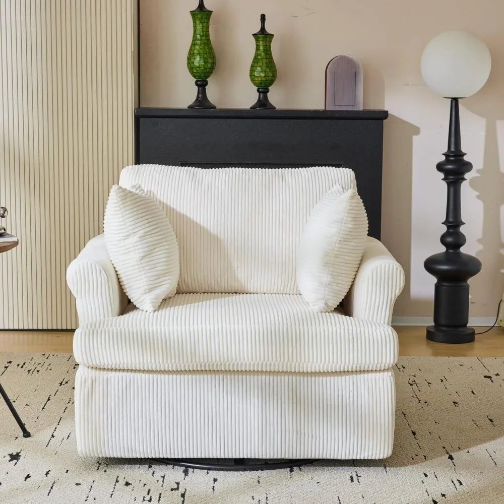 DAFIFY Oversized Swivel Barrel Accent Chair Upholstered Corduroy Armchair