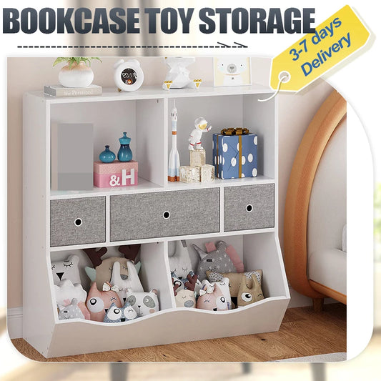 General Kids Bookshelf With Cubby Organizer Cabinet Drawers