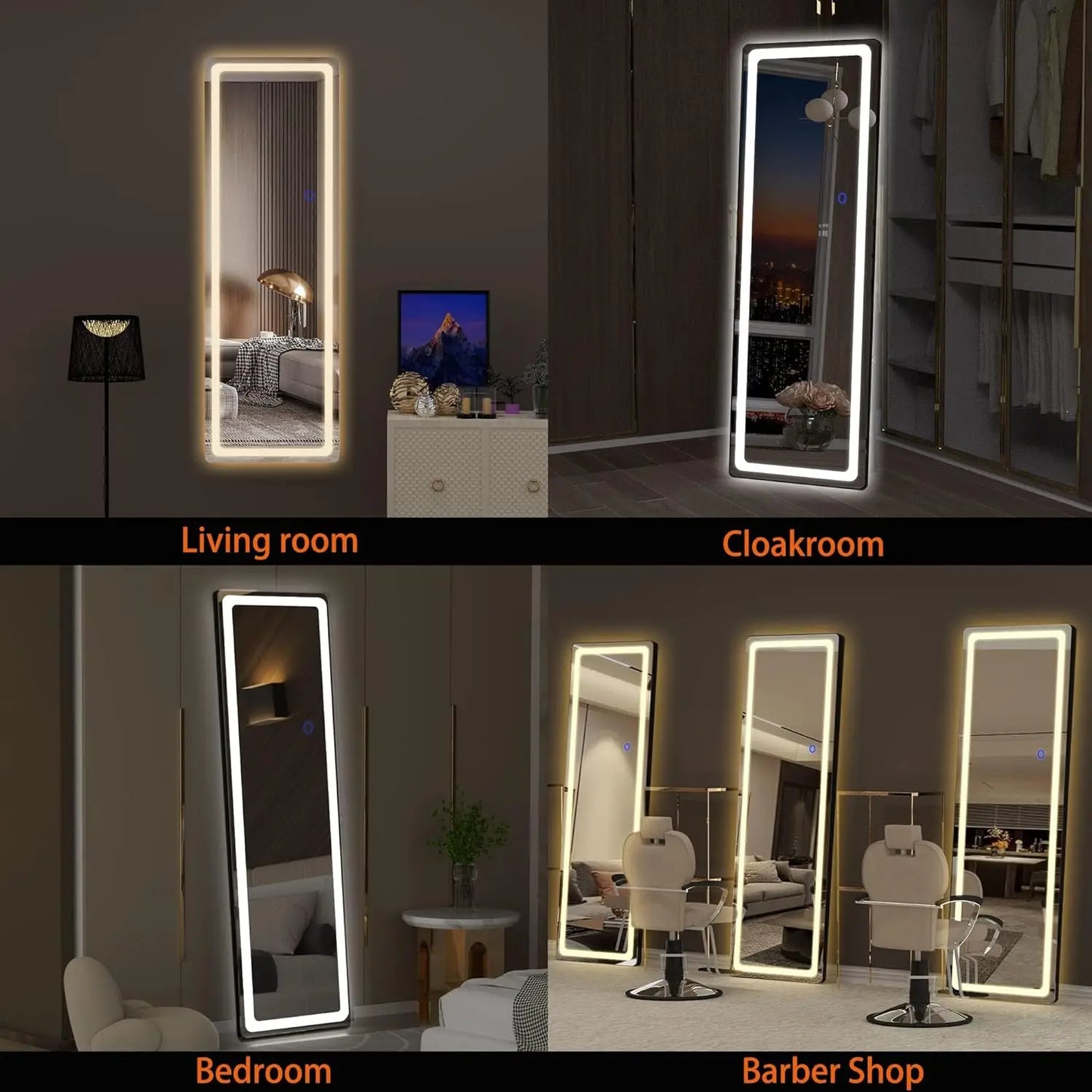 Rizzon LED Full Length Floor Mirror Standing Or Hanging