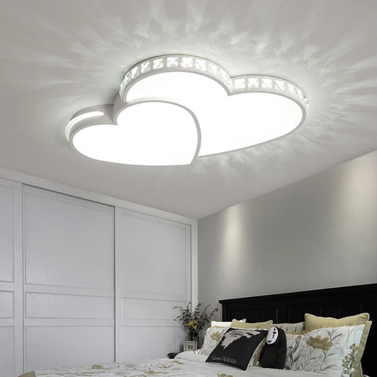 Modern Heart Shaped Crystal LED Flush Mount Ceiling Light