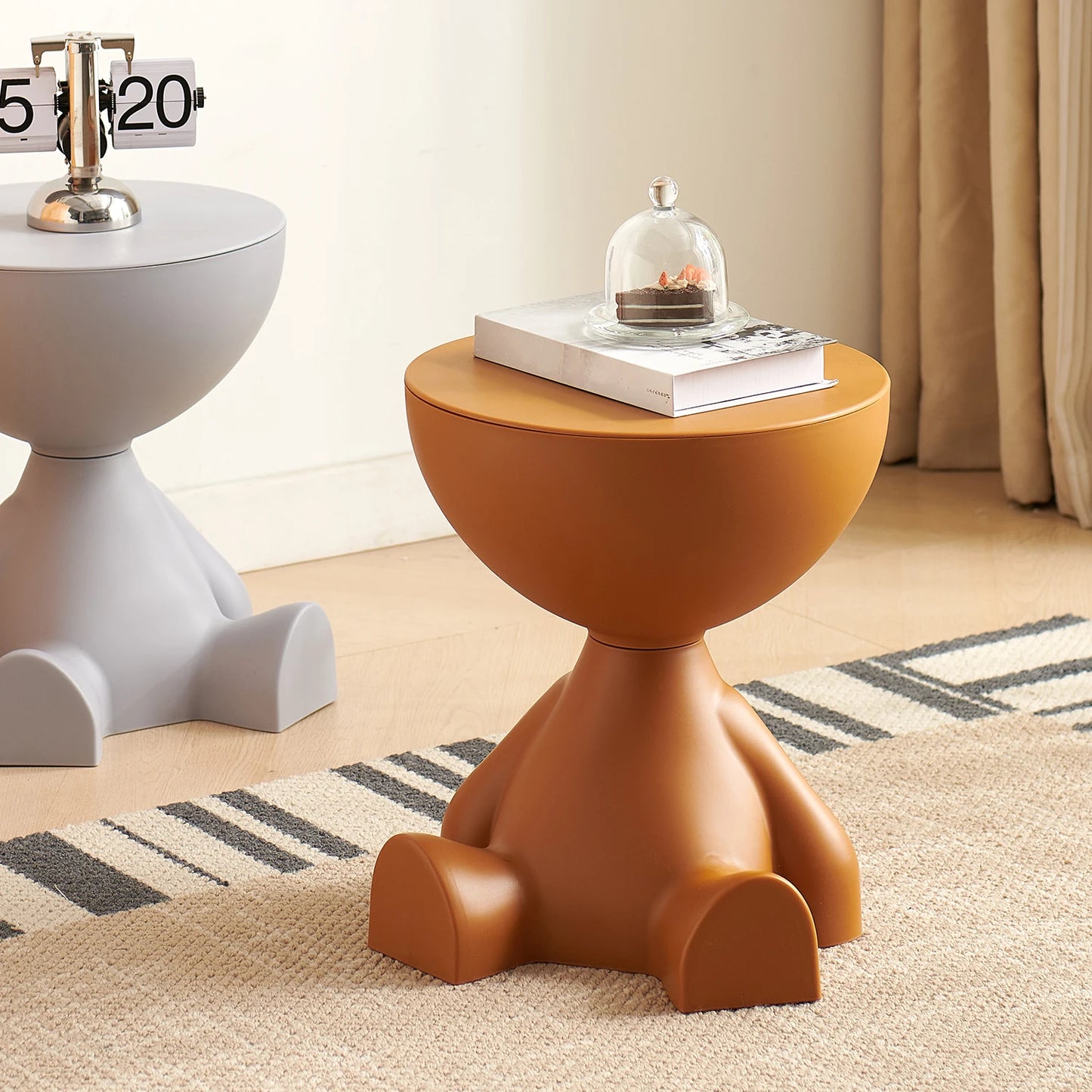 Wedyvko Round Matte Coffee Table With Storage Rack