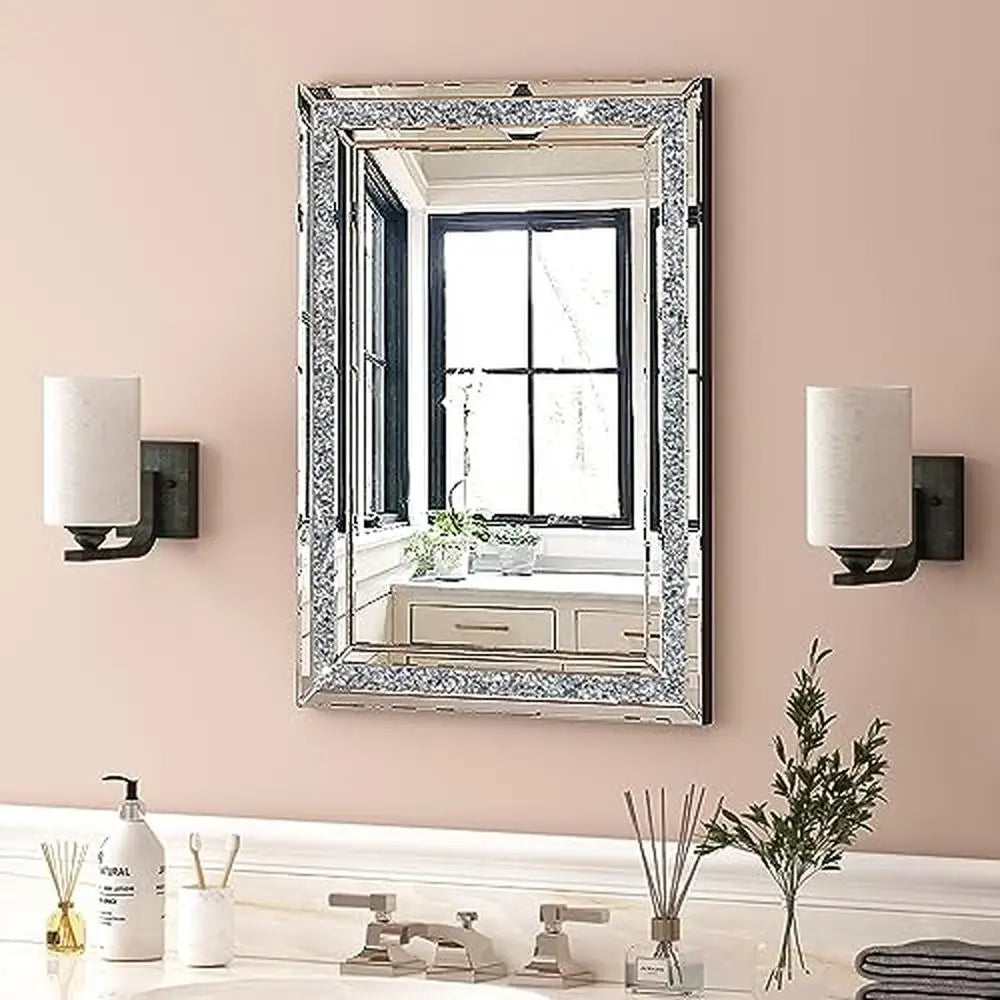 DUTRIEUX Luxury Crushed Diamond Beveled Wall Mirror Decor