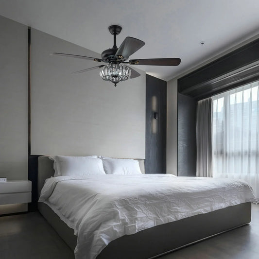 Bymaocar Cage Style Ceiling Fan With Remote And Pendant Light