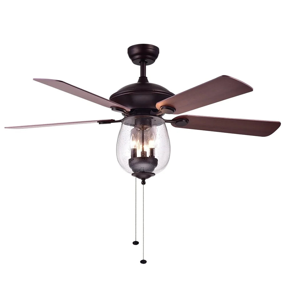 XMSJ Ceiling Fan With Glass Bowl Light 3 Speed Reversible