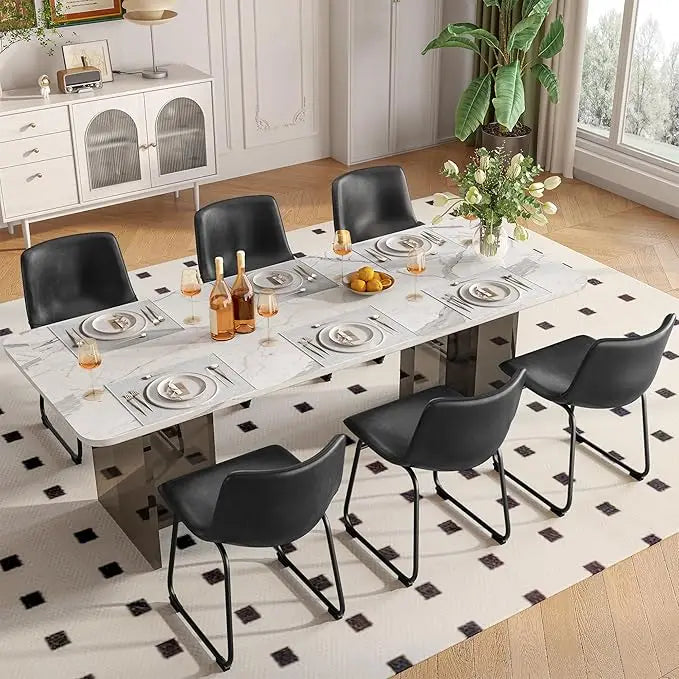 GUANGBAI Modern PU Leather Armless Dining Chairs Set of 6