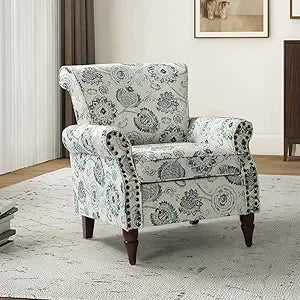 MKDK Modern Wingback Accent Chair Upholstered Armchair With Nailhead Trim