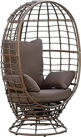 DAFIFY Rotating Wicker Egg Chair Indoor Outdoor Boho Basket Seat