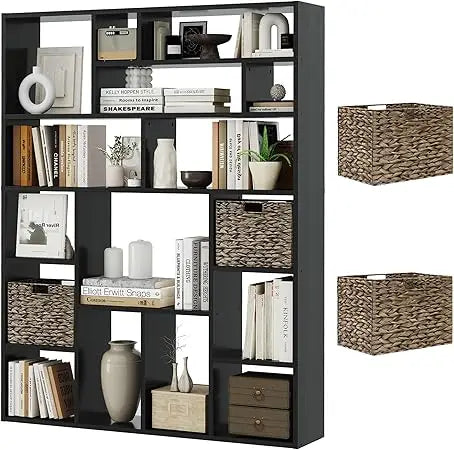 Boshiro Six Tier Open Bookcase With Sixteen Irregular Cubes