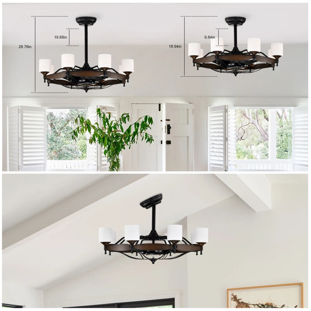 Filler Ceiling Fan Light Remote Control With Wood Grain