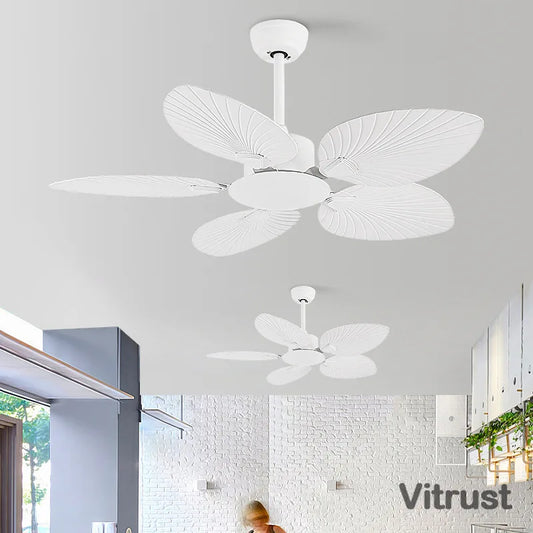 VITRUST Industrial Ceiling Fan No Light Retro Palm Leaf Blades