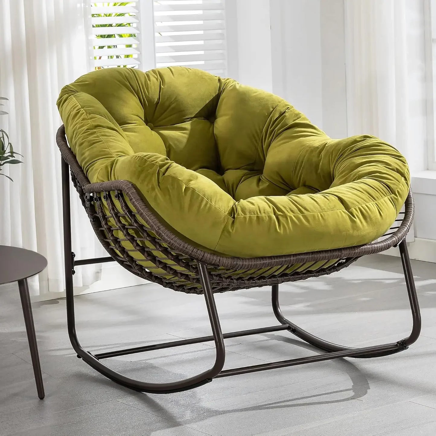 GUANGBAI Oversized Papasan Rocking Chair Padded Cushion