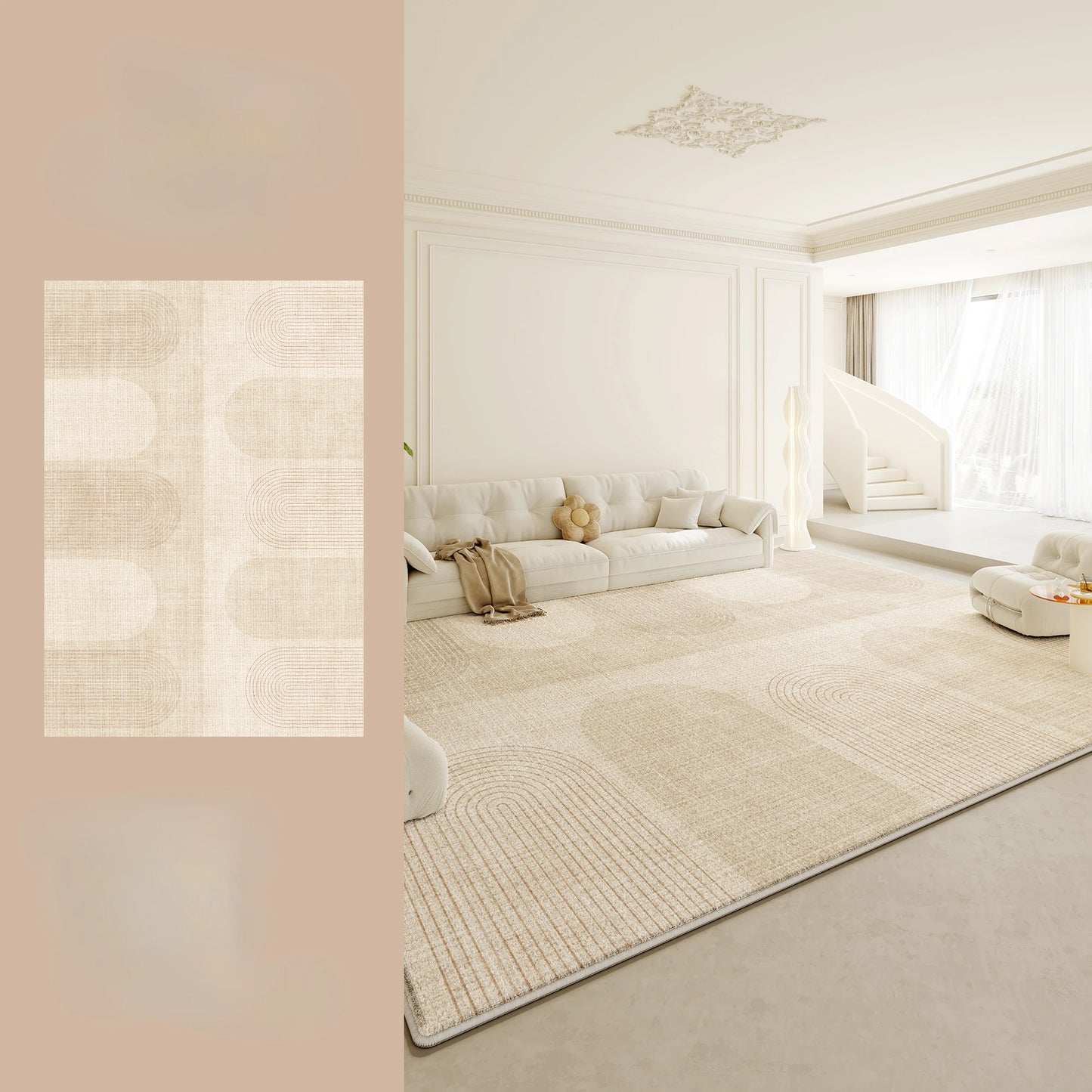 NONED Plush Wilton Area Rug For Living Room Soft Comfort