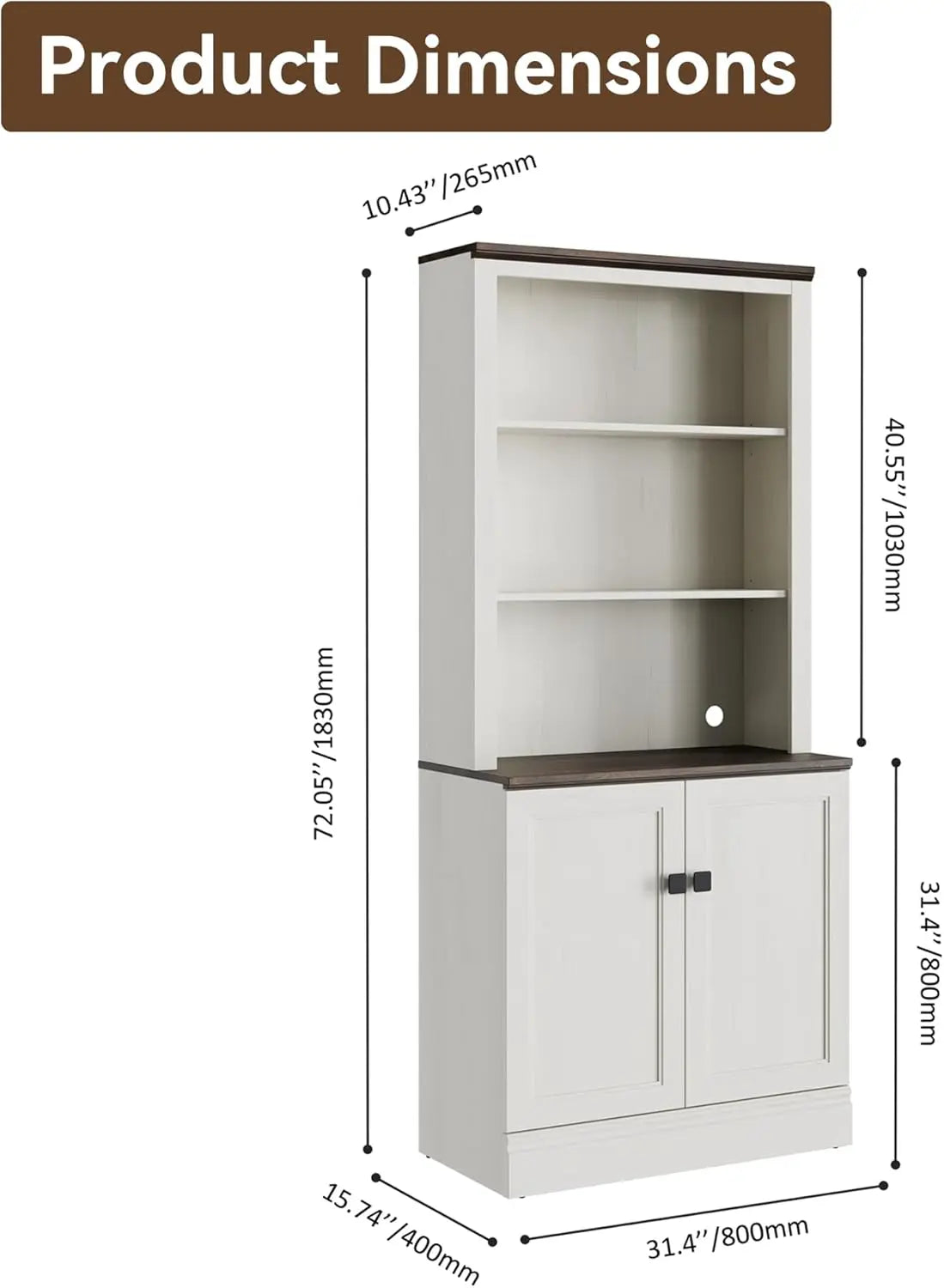 XMSJ Five Tier Bookshelf With Adjustable Shelves Cabinet