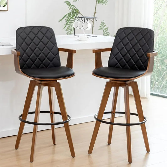 ANGDUO Bar Height Stools Set 2 Swivel Arched Back And Arms