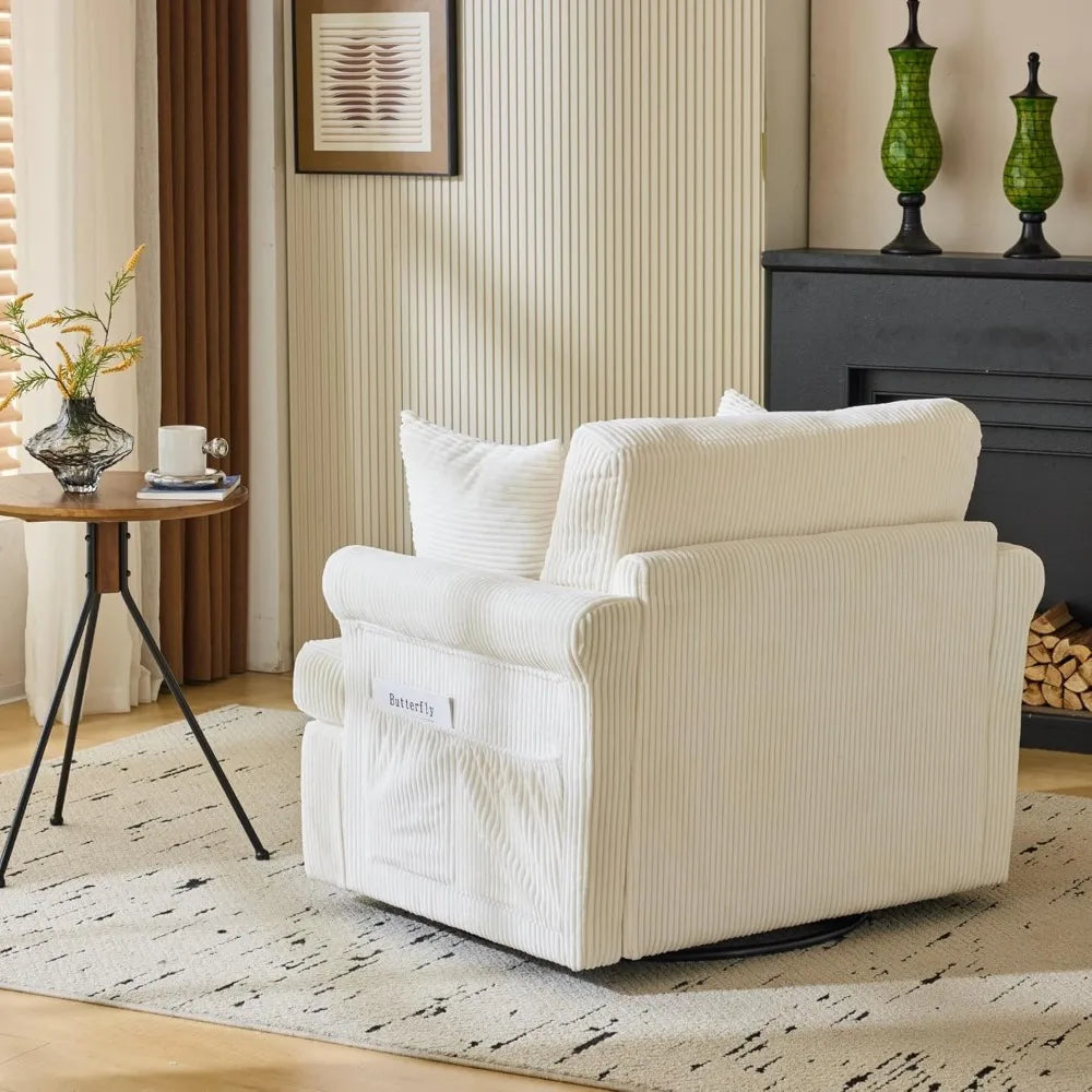 DAFIFY Oversized Swivel Barrel Accent Chair Upholstered Corduroy Armchair