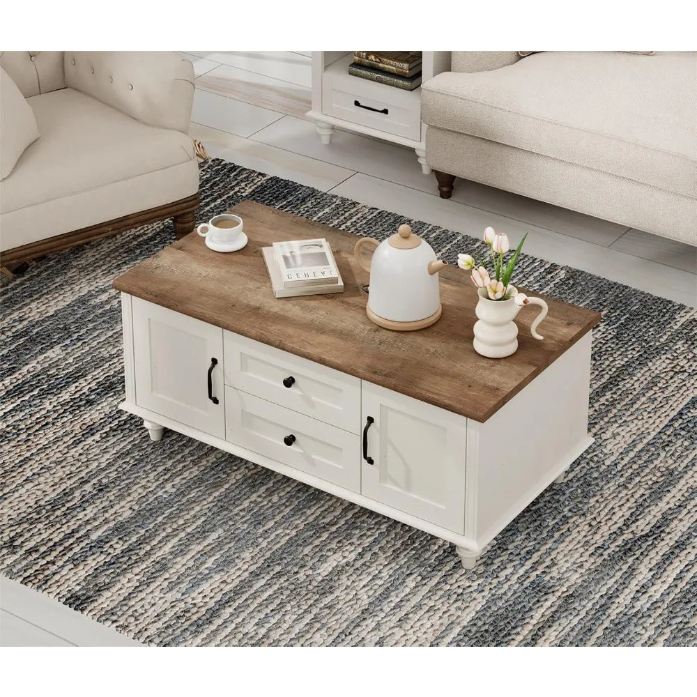 Modern Coffee Table With Storage Cabinet And Drawer