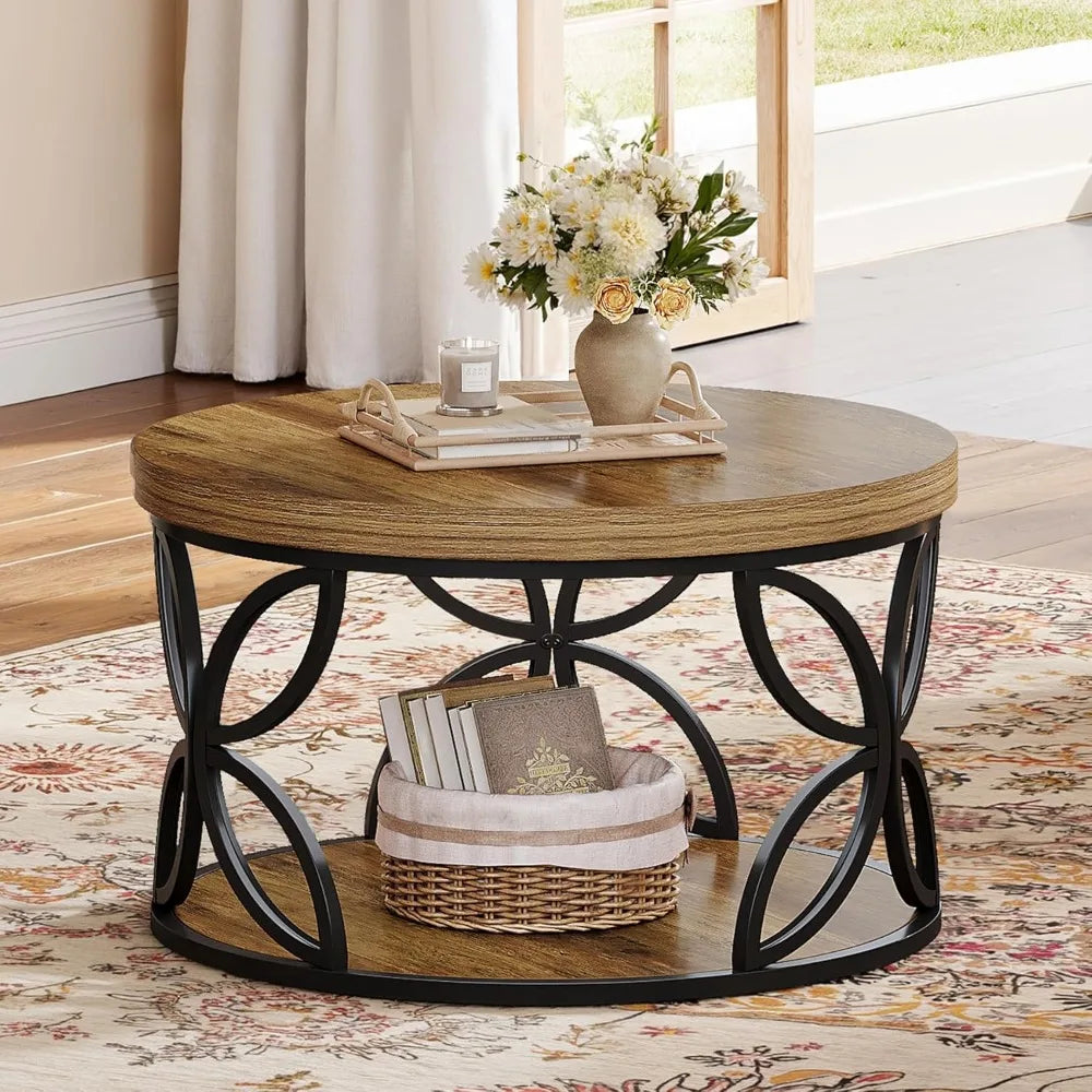 Round Coffee Table With Storage Living Room Center Table
