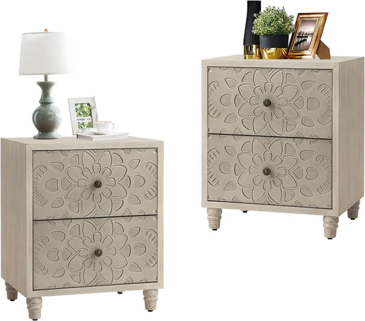 General Vintage Nightstand Two Drawer Farmhouse Night Table