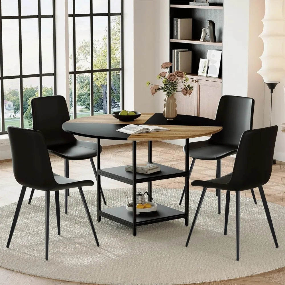 Dafify Round Dining Table Set For Four With Storage