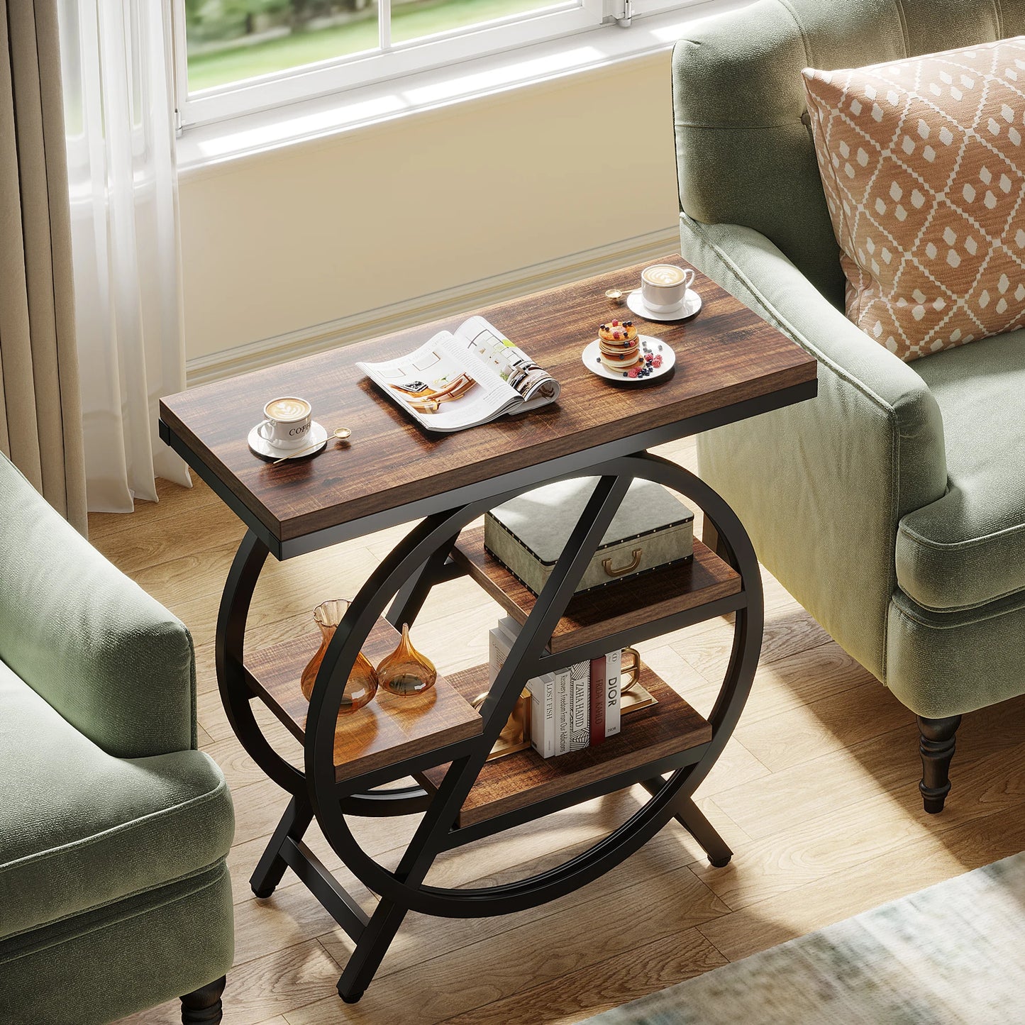 Tribesigns End Table Three Tier With Geometric Metal Frame