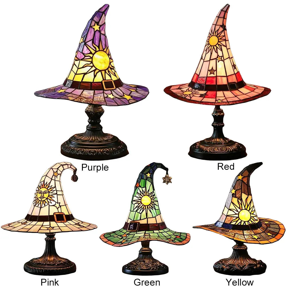 Witch Hat LED Table Lamp Night Light Resin Ornament