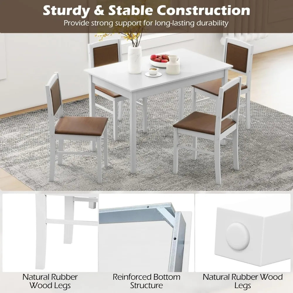 DAFIFY Farmhouse Dining Table Set With Upholstered Chairs