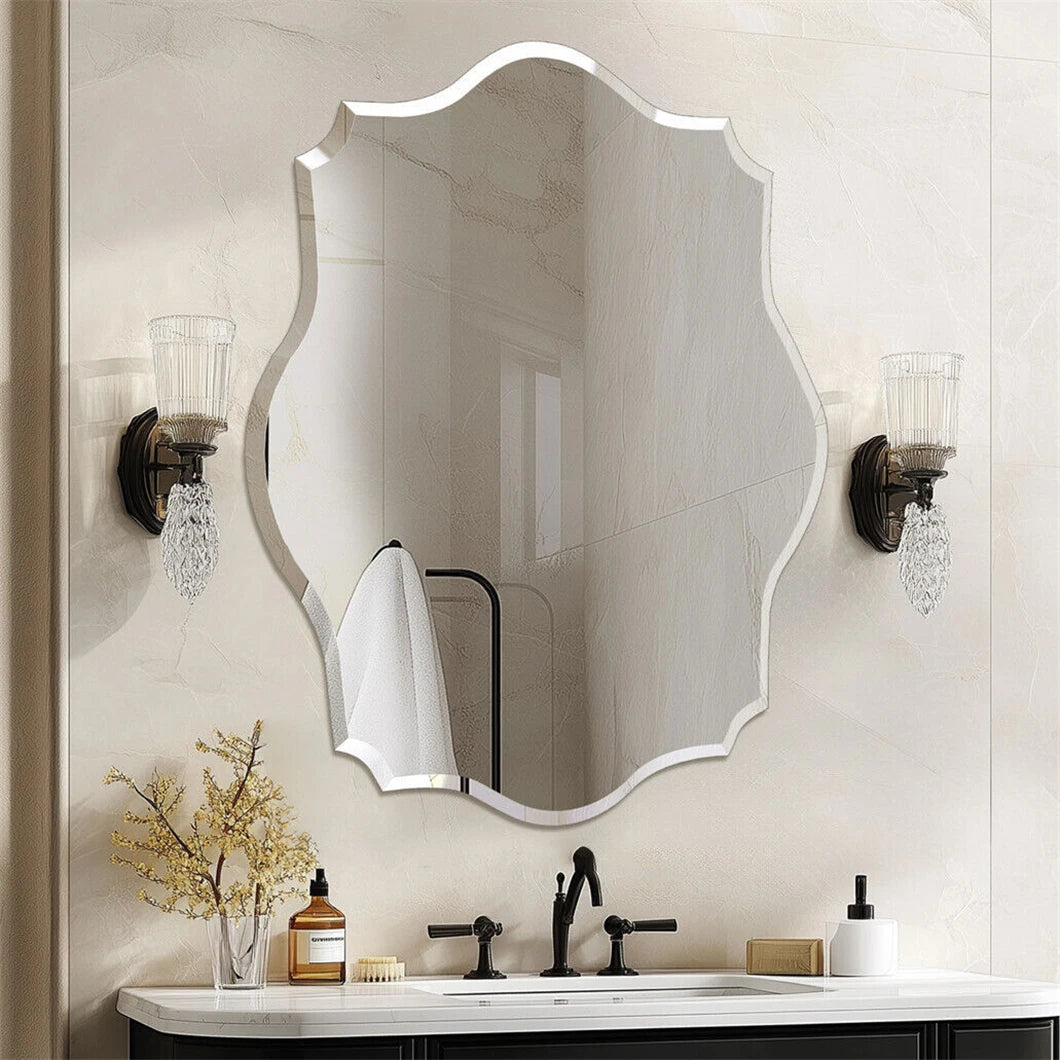 Neet Designs Frameless Scallop Oval Vanity Mirror Decor