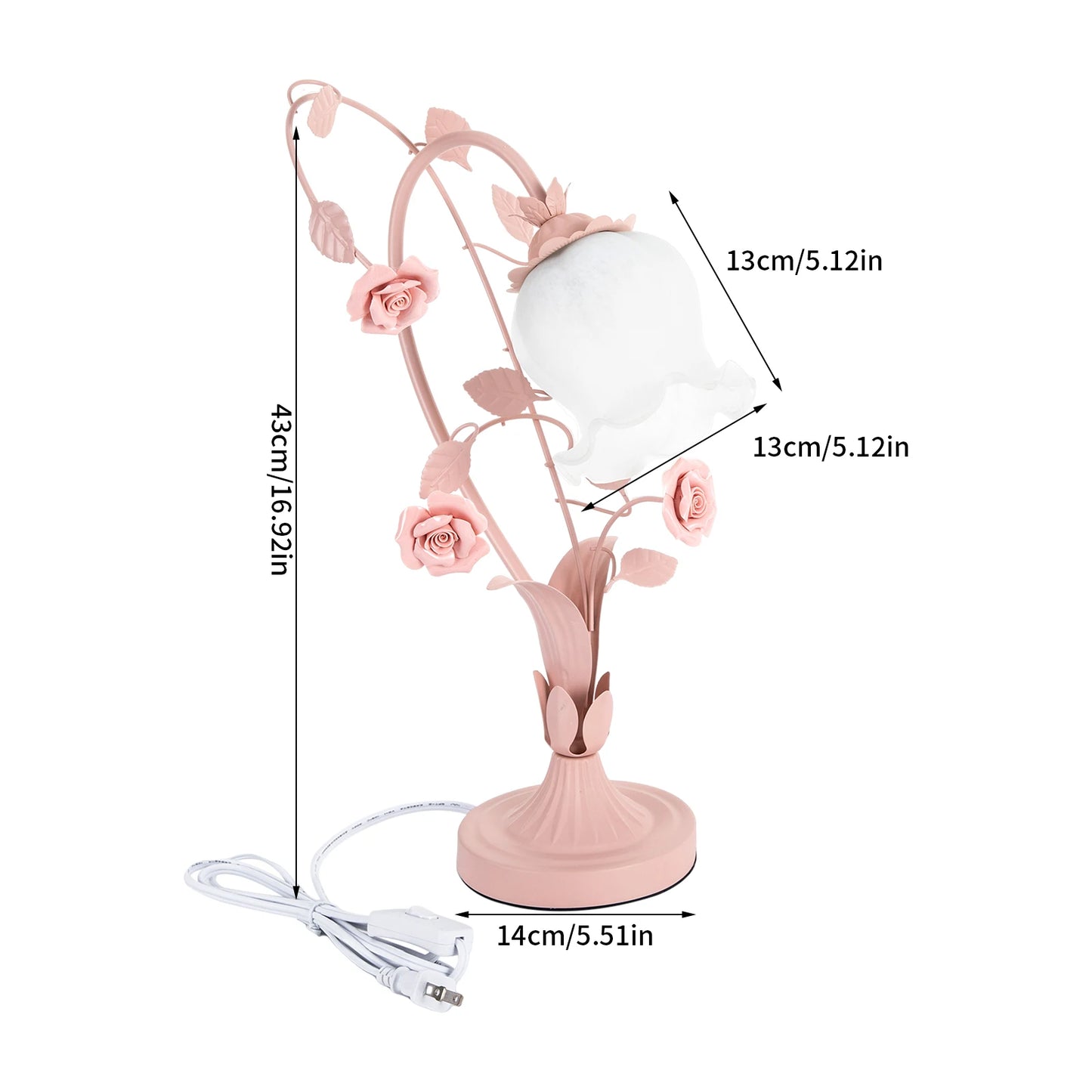 Neet Designs Emporium Flower Glass Bedside Table Lamp
