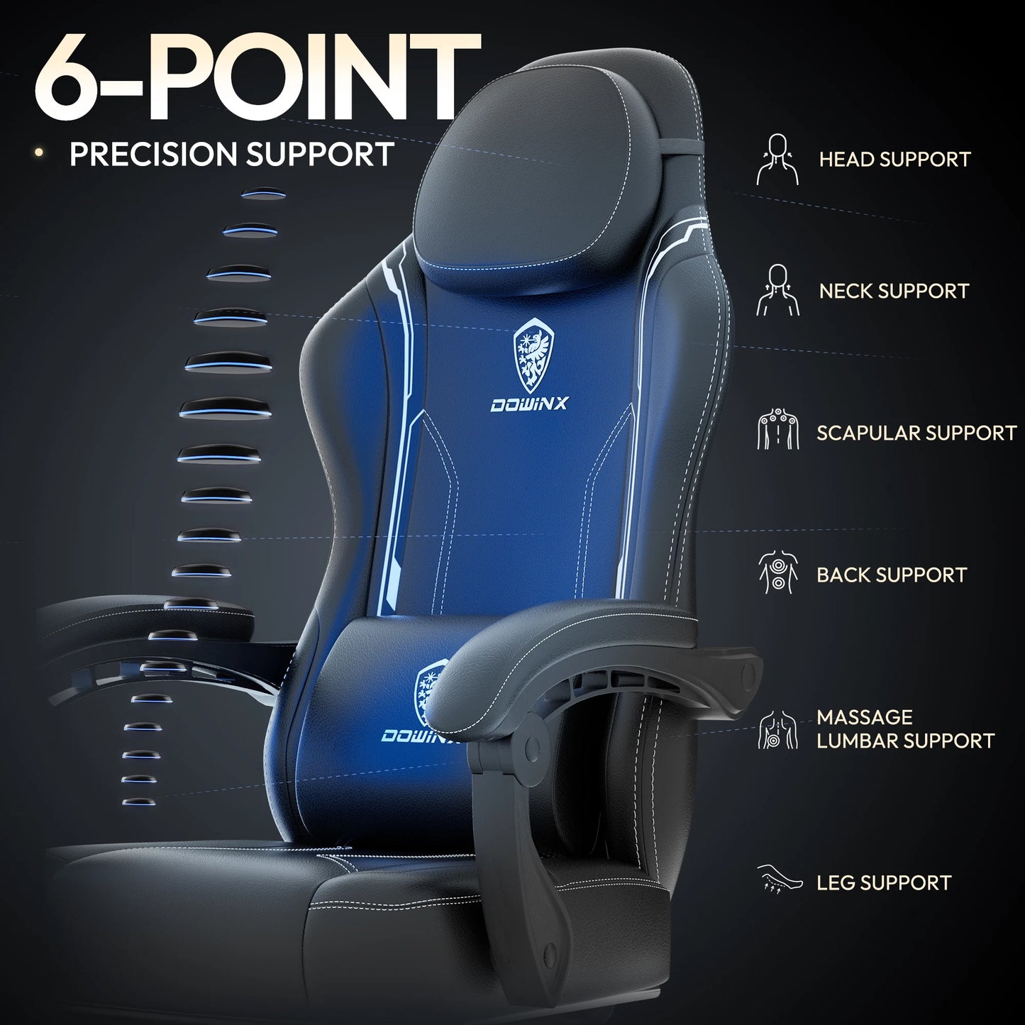 Dowinx Gaming Chair with Pocket Spring Cushion and Lumbar Support