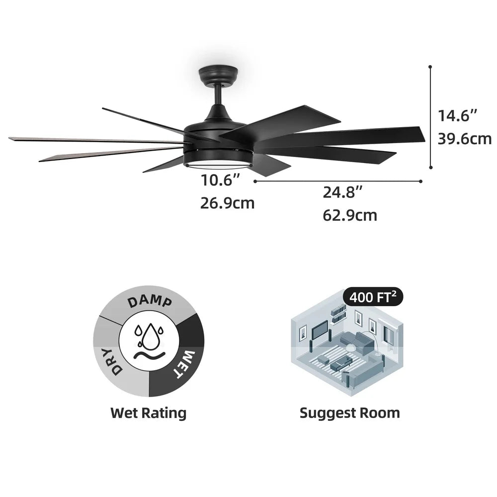 XMSJ LED Ceiling Fan With Remote Control Memory 6 Speed