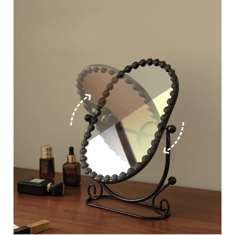 Retro European Desktop Vanity Mirror High Definition Rotating Frame