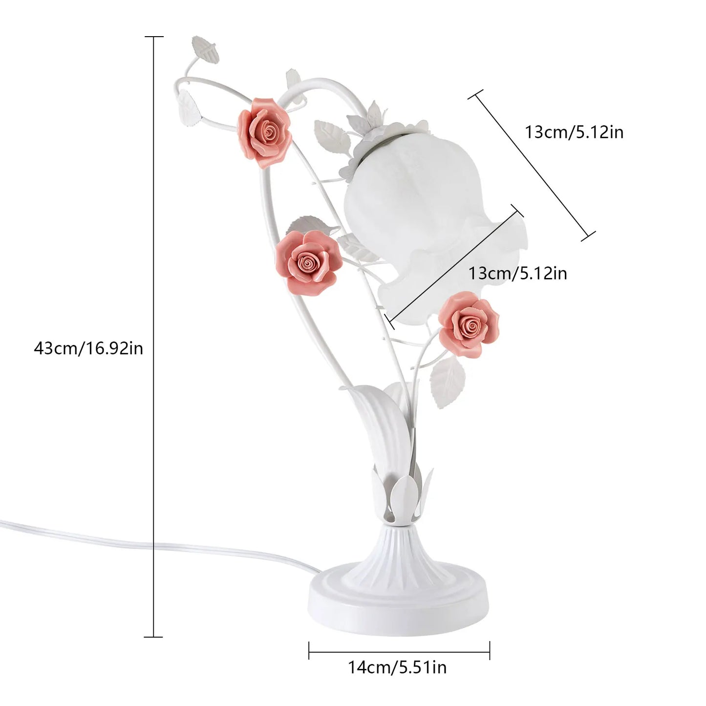 Neet Designs Emporium Flower Glass Bedside Table Lamp