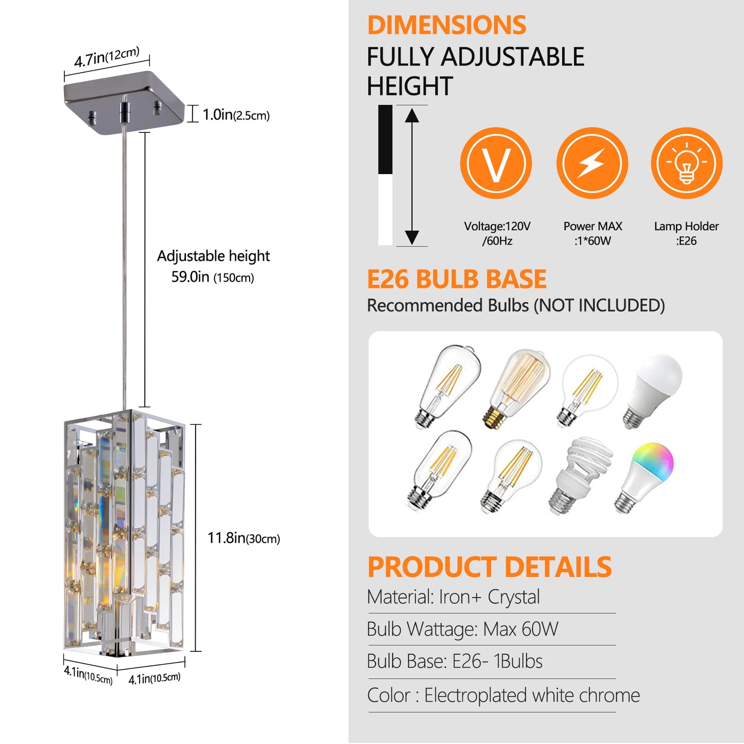ARLGSITEC Crystal Pendant Light 3 Pack Ceiling Lamp