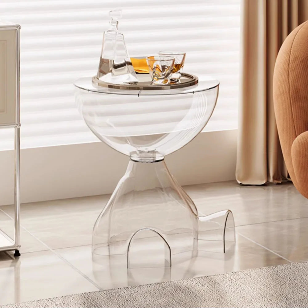 Transparent Round Coffee Table Modern Minimalist Plastic