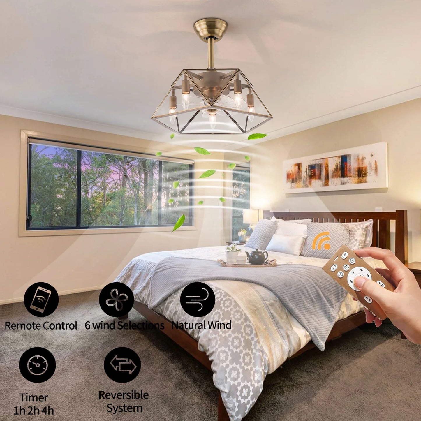 Hign Concerned Stylish Ceiling Fan With Light Lampshade