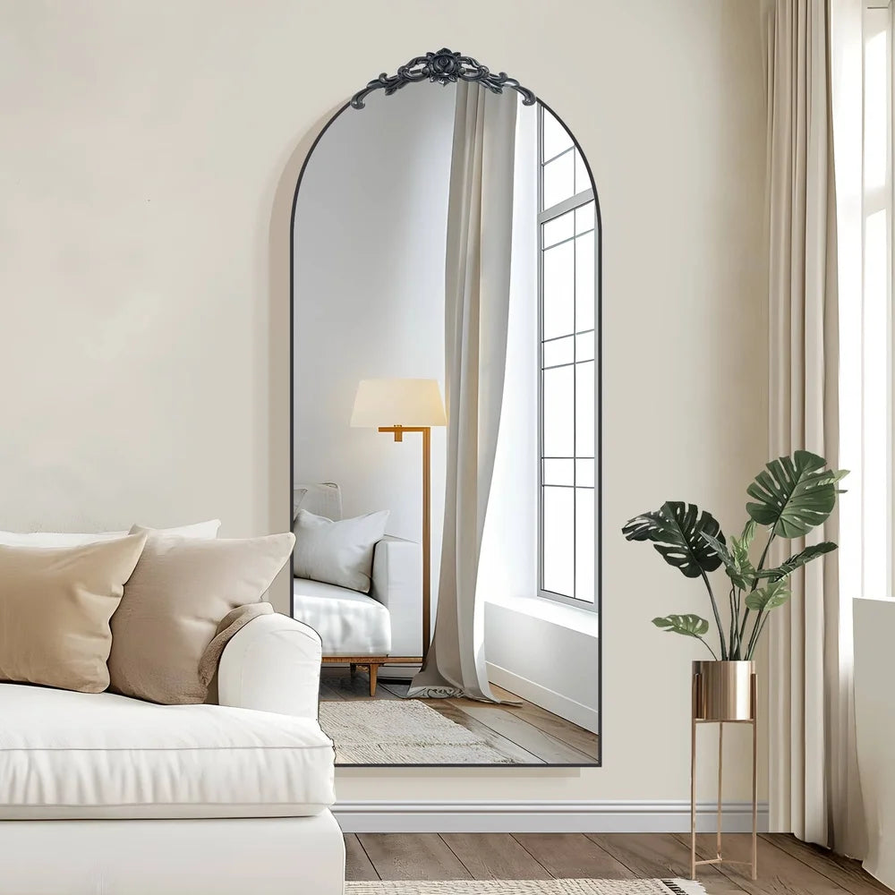 XMSJ Arched Full Length Aluminum Alloy Floor Mirror Shatterproof