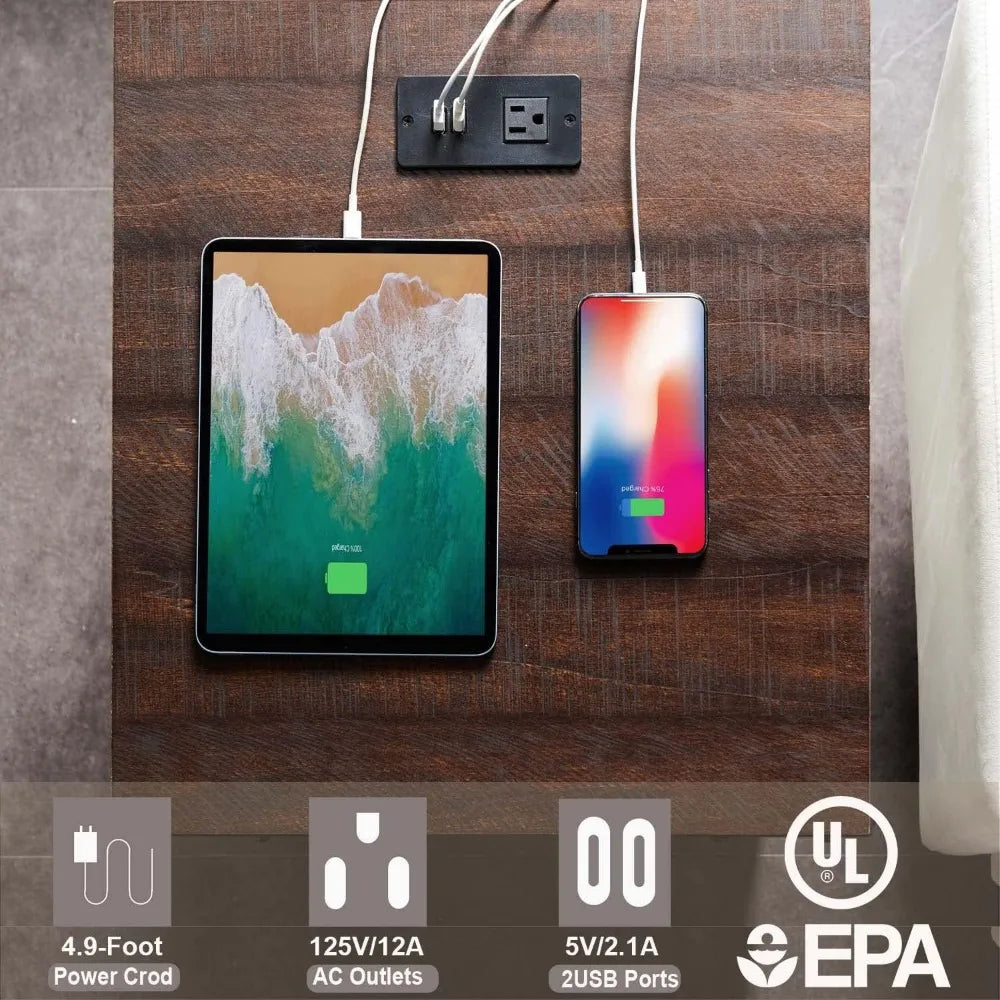 Color Farmhouse Nightstand With Barn Door Charging Station