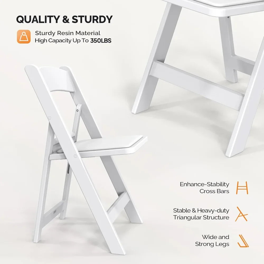 Resin Folding Chair With Cushioned Seat For Indoor Outdoor