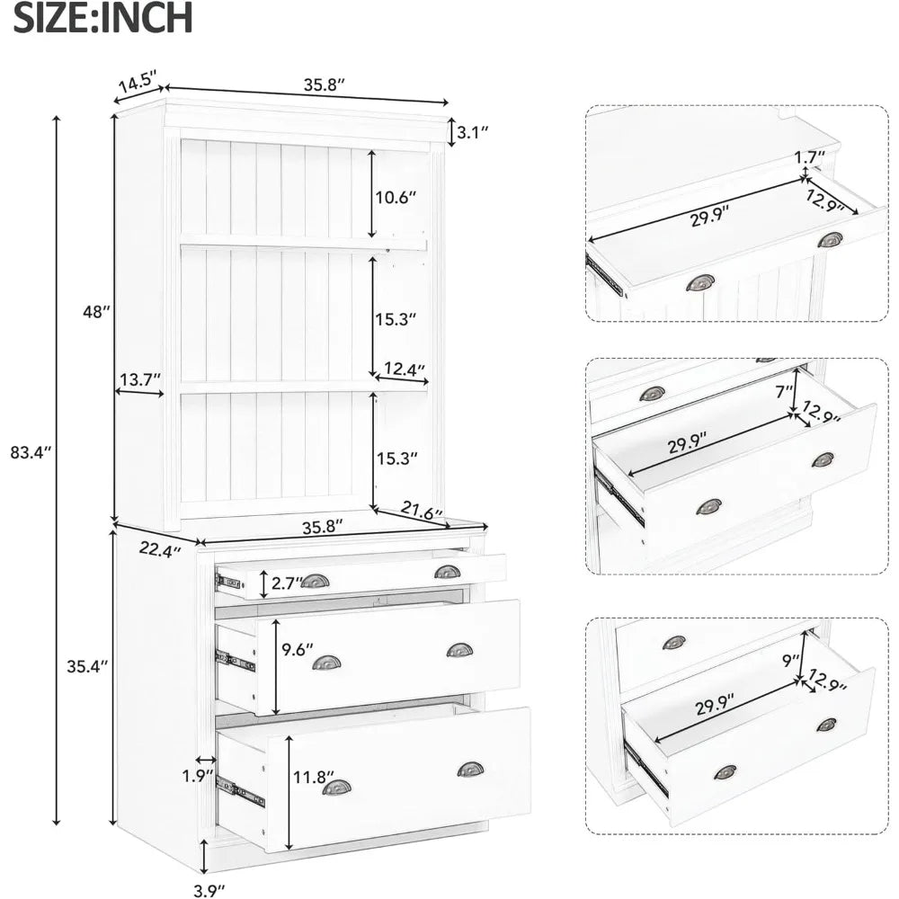 Modern Tall Bookcase With LED Lighting Drawers Shelves