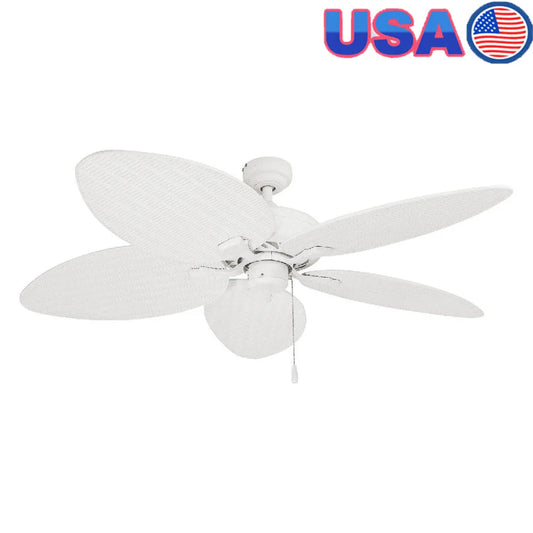 XMSJ Tropical Ceiling Fan Palm Leaf Blades Pull Chain