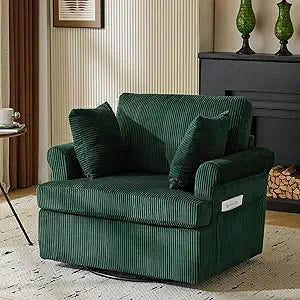 DAFIFY Oversized Swivel Barrel Accent Chair Upholstered Corduroy Armchair