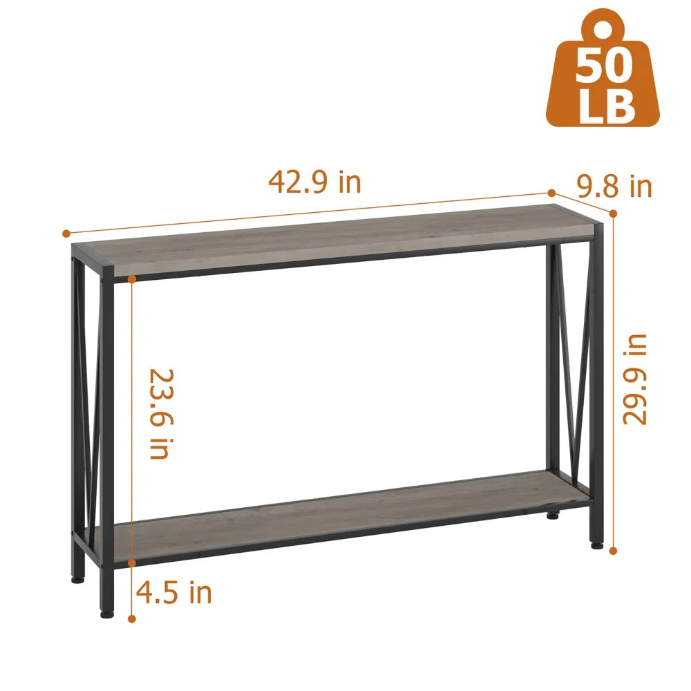HiMISS Industrial Console Table Two Tier Entryway Storage