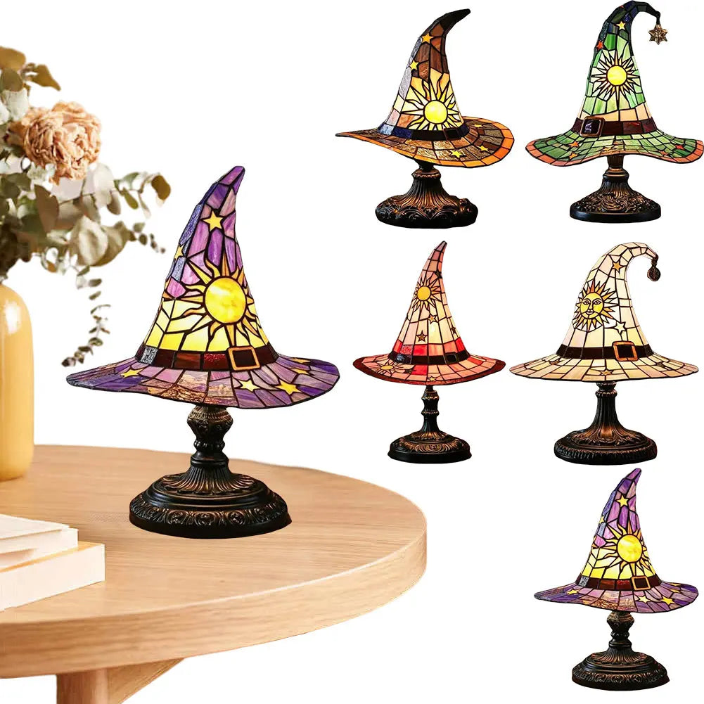 Witch Hat LED Table Lamp Night Light Resin Ornament