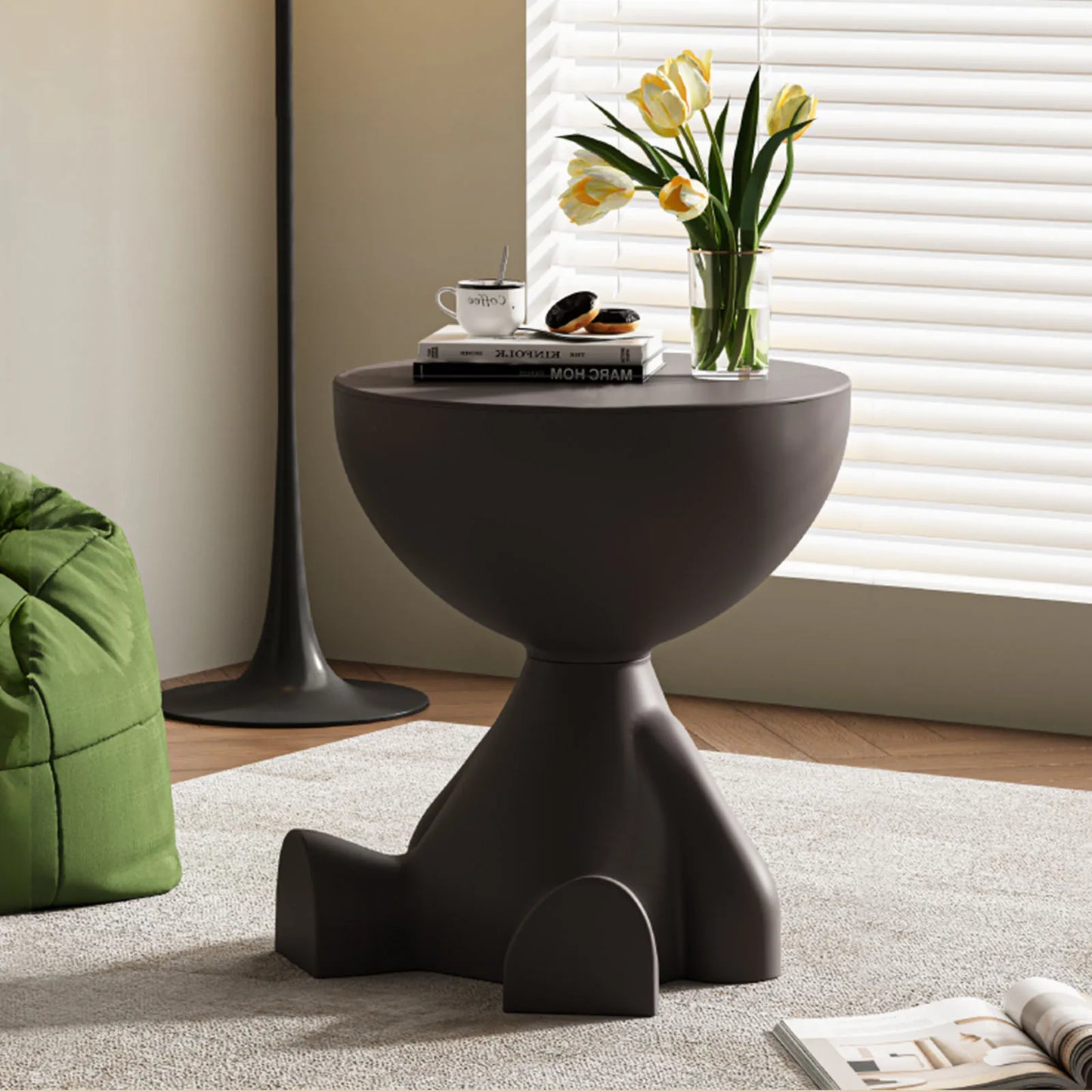 Wedyvko Round Matte Coffee Table With Storage Rack
