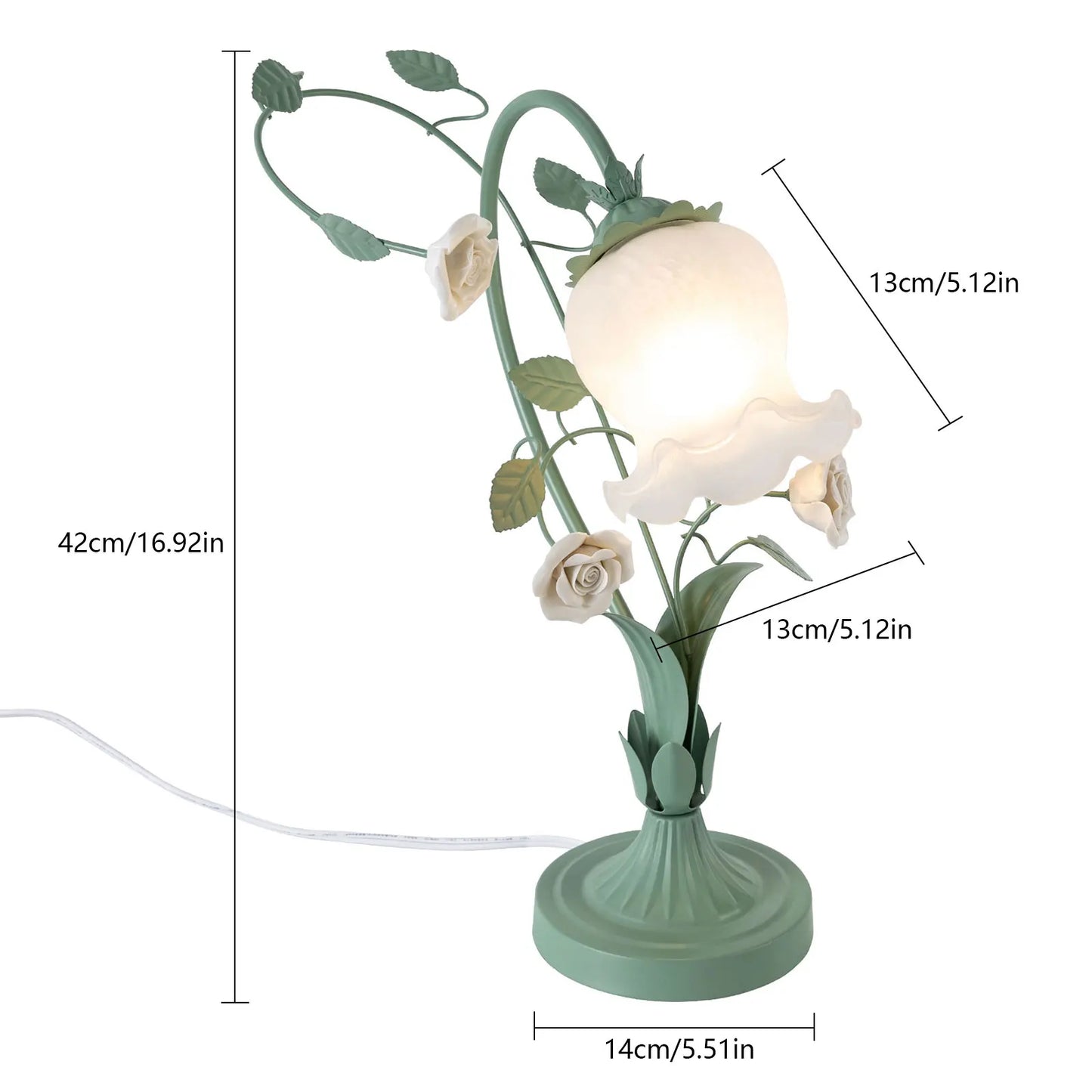 Neet Designs Emporium Flower Glass Bedside Table Lamp