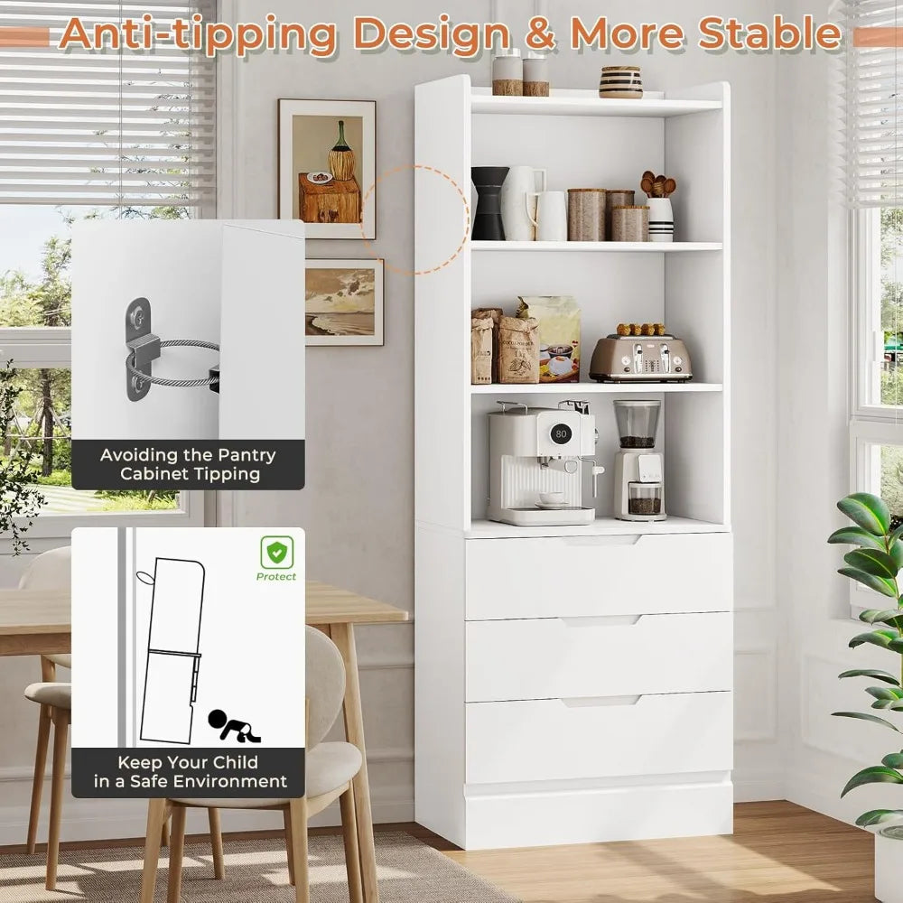 Bookcase Set Of 2 With 3 Drawers And Adjustable Shelves
